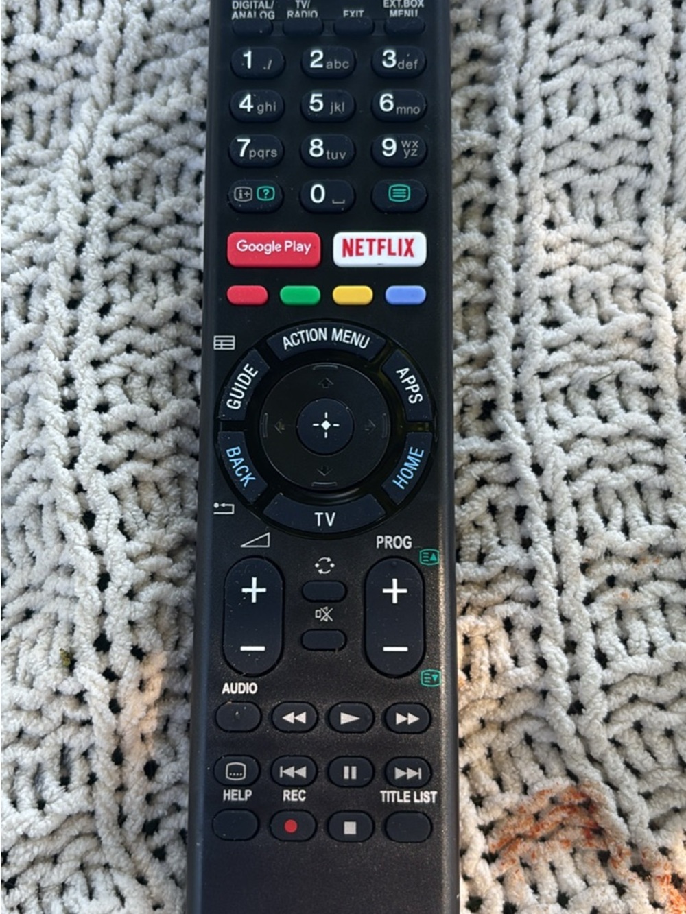 Black TV Remote Control with Netflix & Google Play Buttons